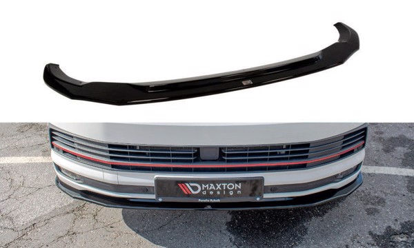 Maxton Front Splitter V.2 Volkswagen T6  - Gloss Black