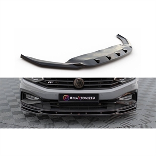 Maxton Front Splitter V2 VW Passat R-Line B8 Facelift - Gloss Black