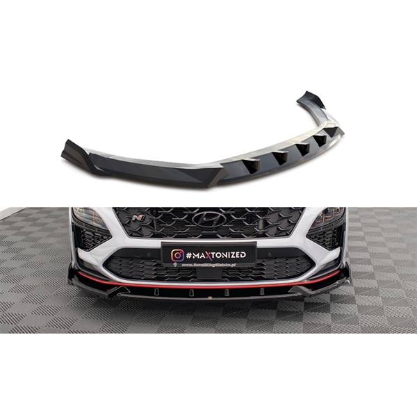 Maxton Front Splitter V.1 Hyundai Kona N Mk1 - Gloss Black