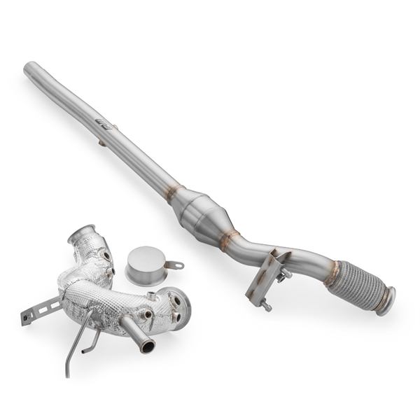 RM Motors Downpipe + DPF OFF Sats VW Golf VIII 2.0 TDI GTD, Med ljuddämpare & Värmesköld